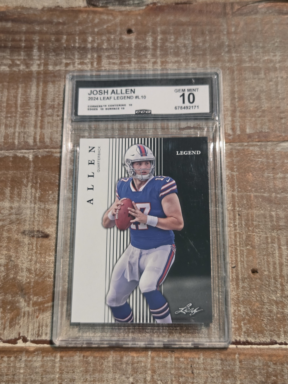 GEM MINT CCG Josh Allen 2024 Leaf Legend #L10 Graded